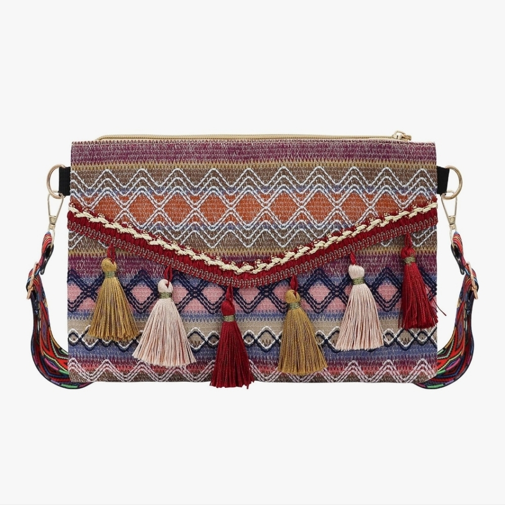 Woven Crossbody Bag, Bohemian Clutch
